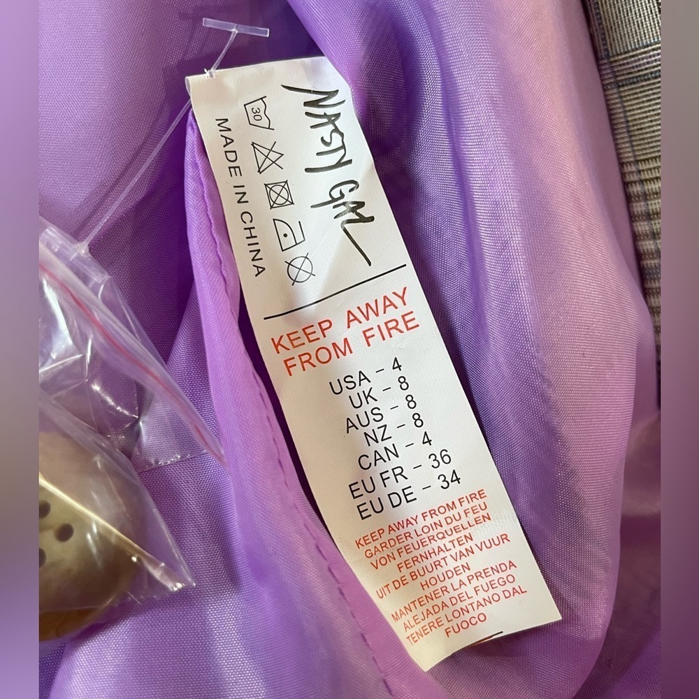 NASTY GAL Granddad Check Extreme Oversized Blazer Size US4 - Picture 7 of 11